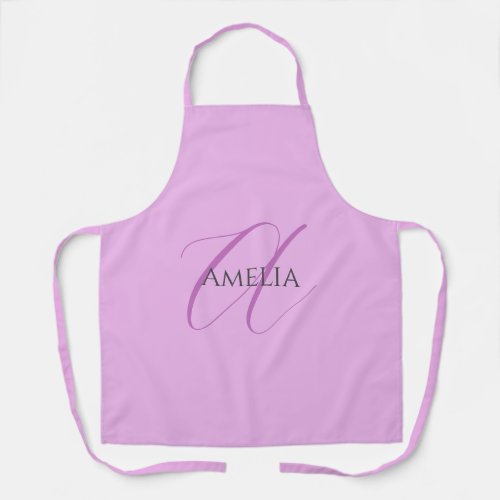 Name Monogram Initial Letter Orchid  Lilac Apron