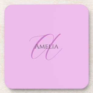 Name Monogram Initial Letter Orchid & Lilac Beverage Coaster