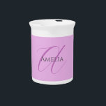 Name Monogram Initial Letter Orchid & Lilac Beverage Pitcher<br><div class="desc">Those who see it will say what a simple design and will not be able to take their eyes off this. It is a very elegant, very aesthetic and very simple perfect design. With such simplicity, you will immediately reflect what a fine personality you have and the sensitivity in your...</div>
