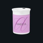 Name Monogram Initial Letter Orchid & Lilac Beverage Pitcher<br><div class="desc">Those who see it will say what a simple design and will not be able to take their eyes off this. It is a very elegant, very aesthetic and very simple perfect design. With such simplicity, you will immediately reflect what a fine personality you have and the sensitivity in your...</div>