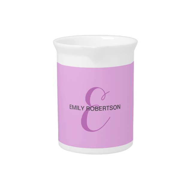 Name Monogram Initial Letter Orchid & Lilac Beverage Pitcher (Front)