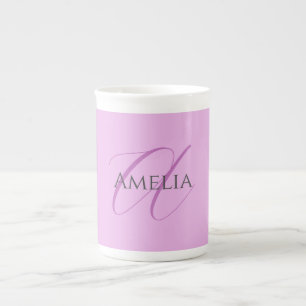 Name Monogram Initial Letter Orchid & Lilac Bone China Mug