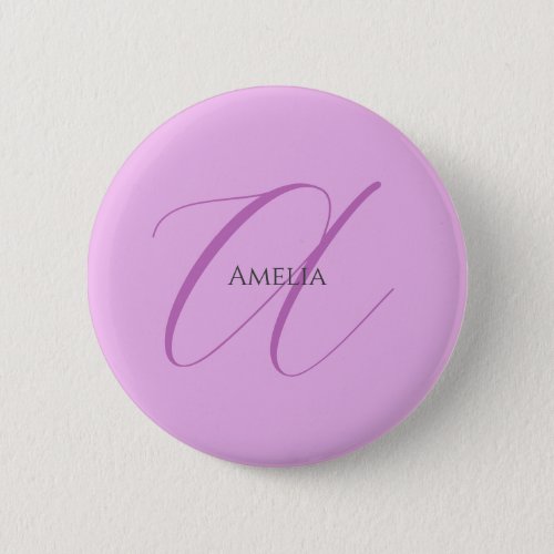 Name Monogram Initial Letter Orchid  Lilac Button