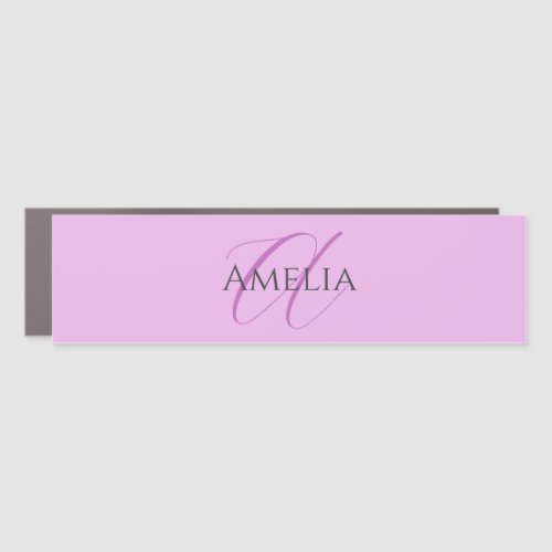 Name Monogram Initial Letter Orchid  Lilac Car Magnet