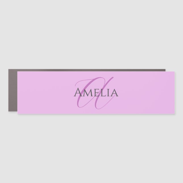 Name Monogram Initial Letter Orchid & Lilac Car Magnet (Front)