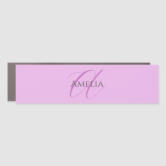 Name Monogram Initial Letter Orchid & Lilac Car Magnet (Front)