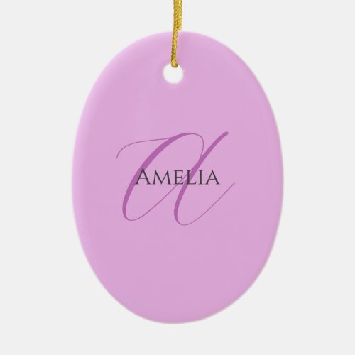 Name Monogram Initial Letter Orchid  Lilac Ceramic Ornament