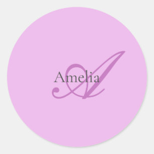 Name Monogram Initial Letter Orchid & Lilac Classic Round Sticker