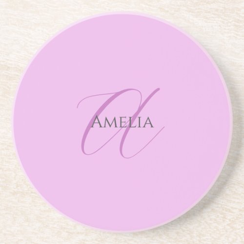 Name Monogram Initial Letter Orchid  Lilac Coaster