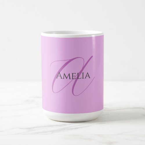 Name Monogram Initial Letter Orchid  Lilac Coffee Mug