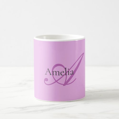 Name Monogram Initial Letter Orchid  Lilac Coffee Mug