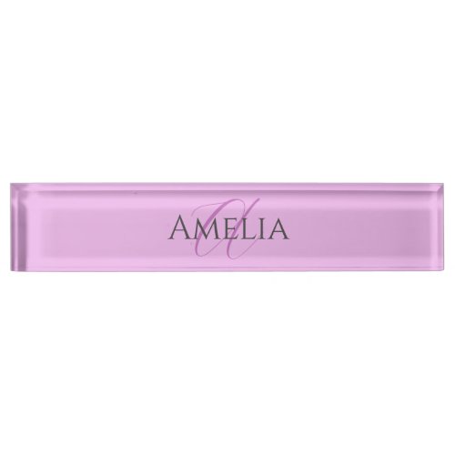 Name Monogram Initial Letter Orchid  Lilac Desk Name Plate