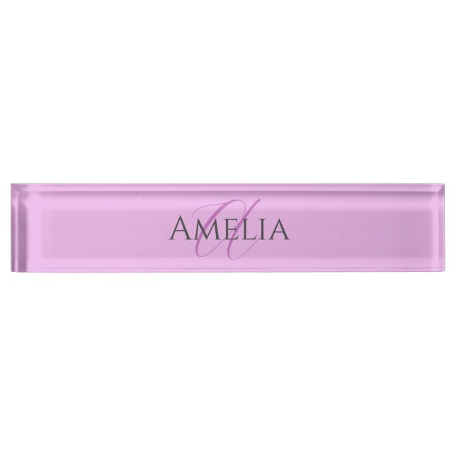 Name Monogram Initial Letter Orchid & Lilac Desk Name Plate (Front)