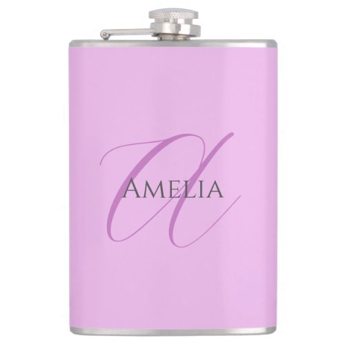 Name Monogram Initial Letter Orchid  Lilac Flask