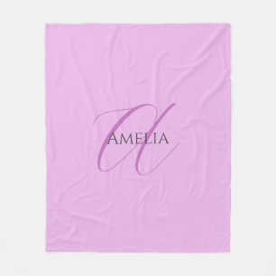 Name Monogram Initial Letter Orchid & Lilac Fleece Blanket