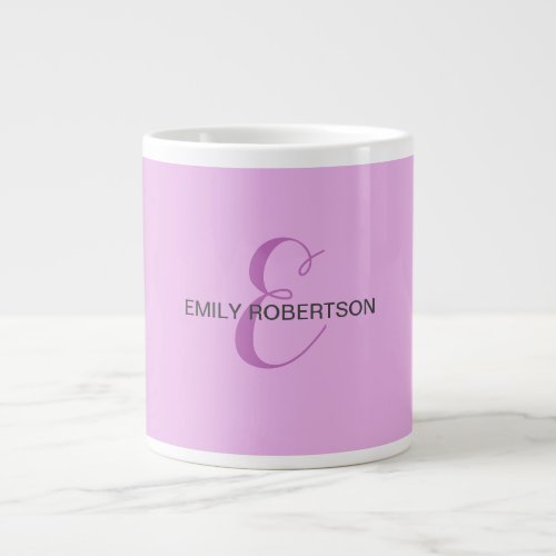 Name Monogram Initial Letter Orchid  Lilac Giant Coffee Mug