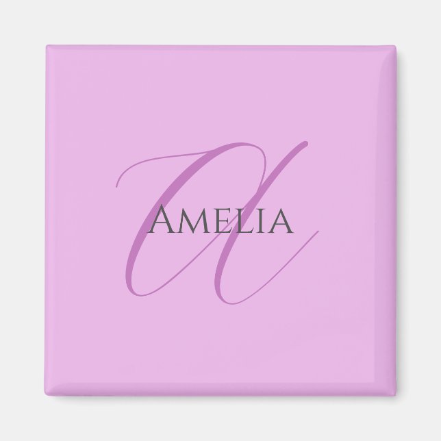 Name Monogram Initial Letter Orchid & Lilac Magnet (Front)