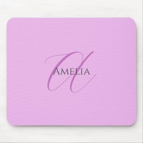 Name Monogram Initial Letter Orchid  Lilac Mouse Pad
