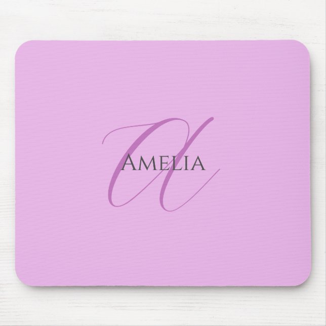 Name Monogram Initial Letter Orchid & Lilac Mouse Pad (Front)