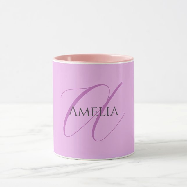 Name Monogram Initial Letter Orchid & Lilac Mug (Center)