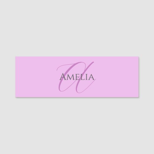 Name Monogram Initial Letter Orchid  Lilac Name Tag