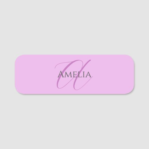 Name Monogram Initial Letter Orchid  Lilac Name Tag