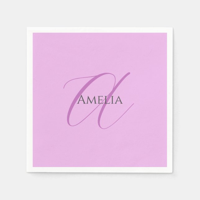 Name Monogram Initial Letter Orchid & Lilac Napkins (Front)