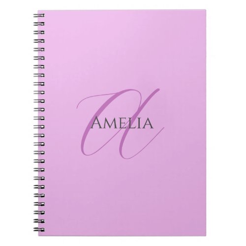 Name Monogram Initial Letter Orchid  Lilac Notebook