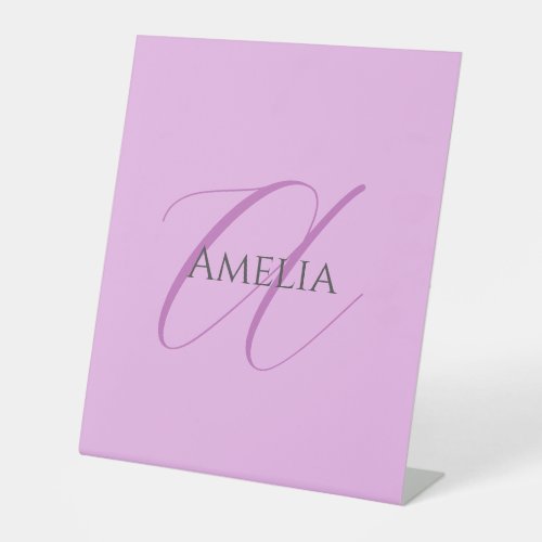 Name Monogram Initial Letter Orchid  Lilac Pedestal Sign