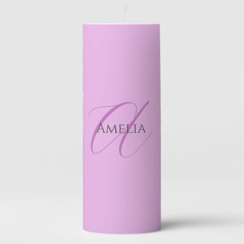 Name Monogram Initial Letter Orchid  Lilac Pillar Candle
