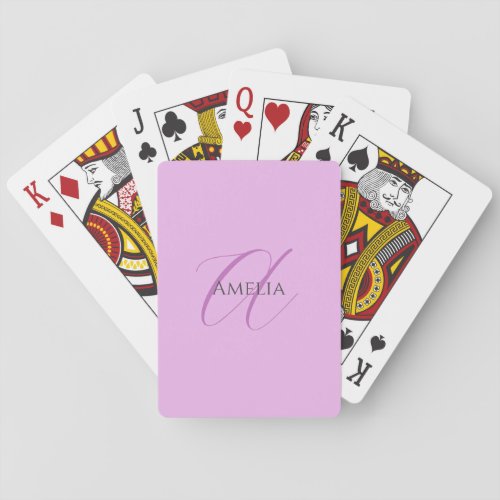 Name Monogram Initial Letter Orchid  Lilac Playing Cards