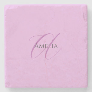 Name Monogram Initial Letter Orchid & Lilac Stone Coaster