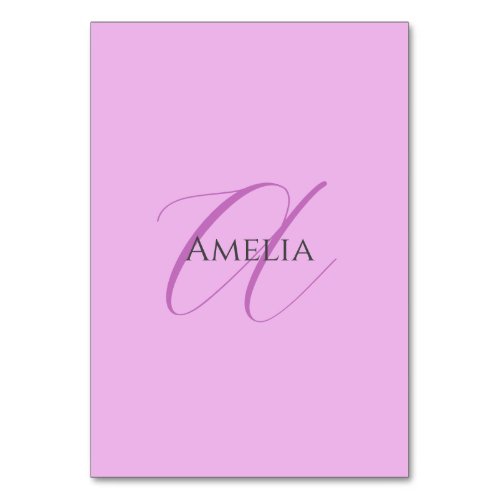 Name Monogram Initial Letter Orchid  Lilac Table Number