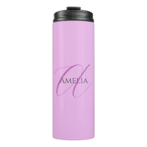 Name Monogram Initial Letter Orchid  Lilac Thermal Tumbler