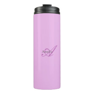 Name Monogram Initial Letter Orchid & Lilac Thermal Tumbler