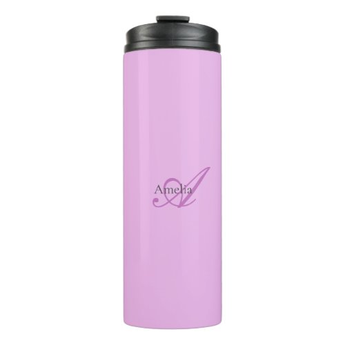 Name Monogram Initial Letter Orchid  Lilac Thermal Tumbler