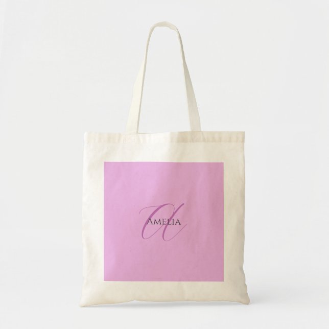 Name Monogram Initial Letter Orchid & Lilac Tote Bag (Front)