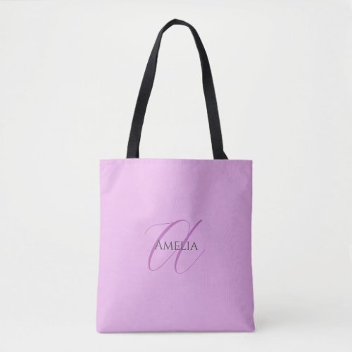 Name Monogram Initial Letter Orchid  Lilac Tote Bag