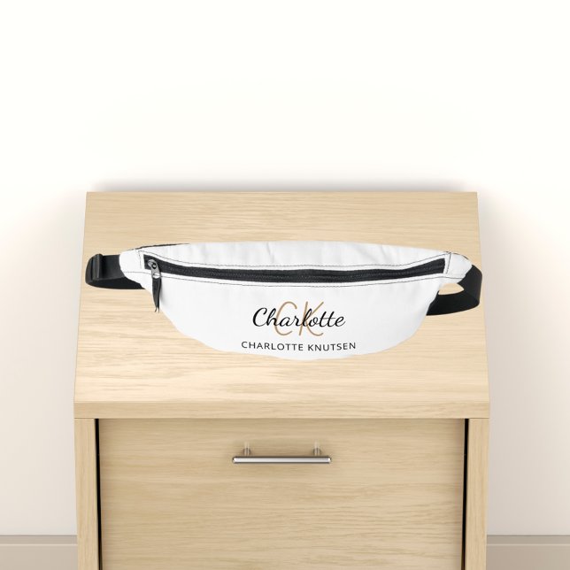 Name monogram initials script simple fanny pack (Creator Uploaded)