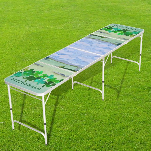 Name Monogram Irish Shamrock Beer Pong Table (Creator Uploaded)