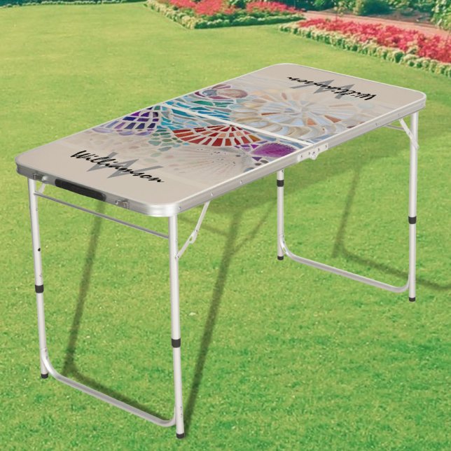 Name Monogram Mosaic Beer Pong Table (Creator Uploaded)