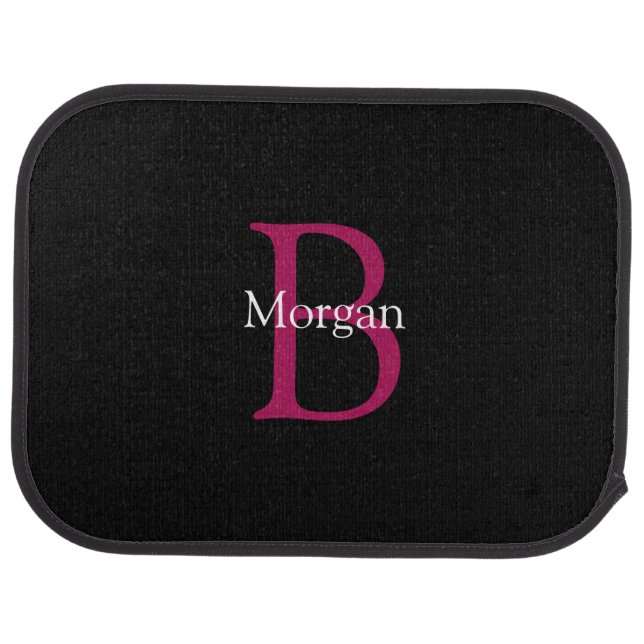 Name & Monogram on Black Car Floor Mat (Rear)