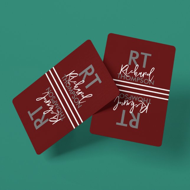 Name Monogram on dark red Poker Cards (Creator Uploaded)