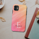 Name Monogram Orange Case-Mate iPhone Case<br><div class="desc">This stylish iPhone case is decorated with a watercolor wash design in shades of orange and coral.
Easily customizable with your name,  and monogram.
Use the Customize Further option to change the text size,  style,  or color if you wish.</div>