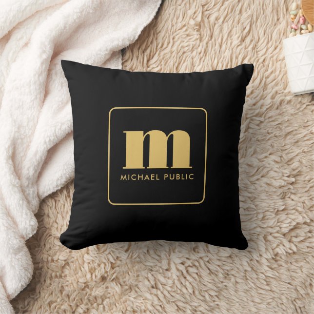 Name Monogram Pillows Custom Black & Gold Template (Blanket)