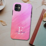 Name Monogram Pink iPhone 11 Case<br><div class="desc">This stylish iPhone case is decorated with a watercolor wash design in shades of pink.
Easily customizable with your name,  and monogram.
Use the Customize Further option to change the text size,  style,  or color if you wish.</div>