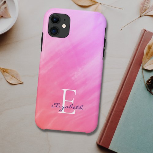 Name Monogram Pink iPhone 11 Case