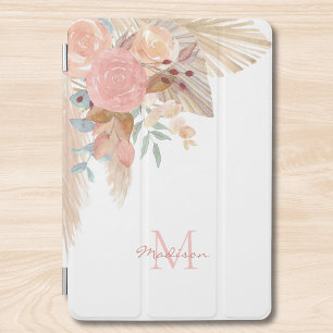 Name Monogram Pink Floral iPad Mini Cover