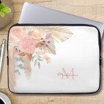 Name Monogram Pink Floral  Laptop Sleeve<br><div class="desc">This floral monogrammed laptop sleeve is decorated with watercolor pampas grass,  eucalyptus,  flowers,  and dried leaves.
It is easily customizable with your name and initial.
Original Watercolor © Michele Davies.</div>