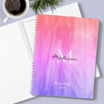 Name Monogram Pink  Planner<br><div class="desc">This stylish Planner is decorated with an atmospheric design in shades of pink,  purple,  and coral.
Easily customizable with your name,  monogram,  and year.
Use the Design Tool option to change the text size,  style,  and color.</div>